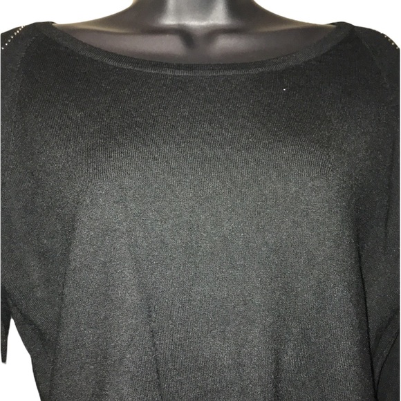LIQUID by SIONI Wool Blend Black Sweater w/Rhinetones~Sz M - Picture 2 of 8